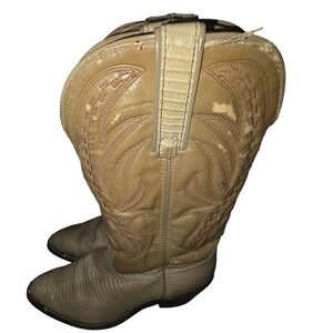 Durango Cowboy Boots Men's Tan Lizard Western Riding Boots Size 9 EE‎